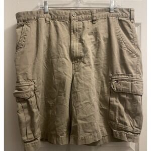 Tommy Hilfiger Cargo Shorts Mens 40 Tan Utility Pockets Embroidered Logo Summer